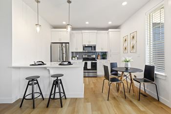 Simple kitchen interior with cabinet layout